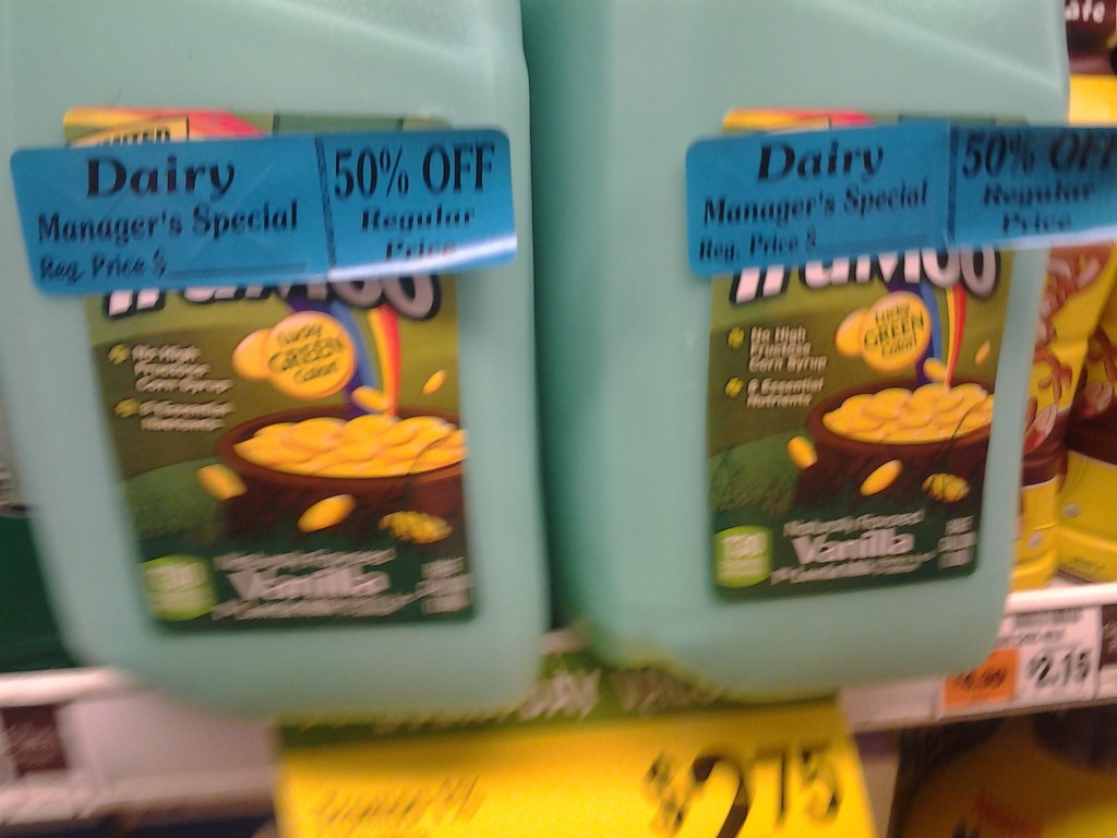 And I have never drank nor seen milk dyed green for St. Patrick's Day. And now it's half price.